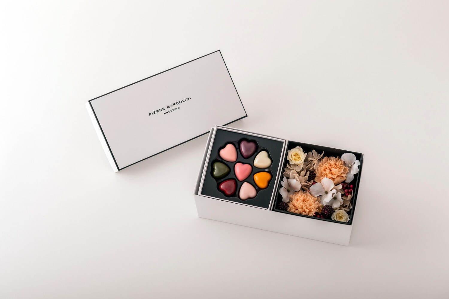 ピエール マルコリーニ母の日限定チョコボックス、オレンジのカーネーション入りフラワーボックスを添えて コピー ピエール マルコリーニ母の日限定チョコボックス、オレンジのカーネーション入りフラワーボックスを添えて コピー