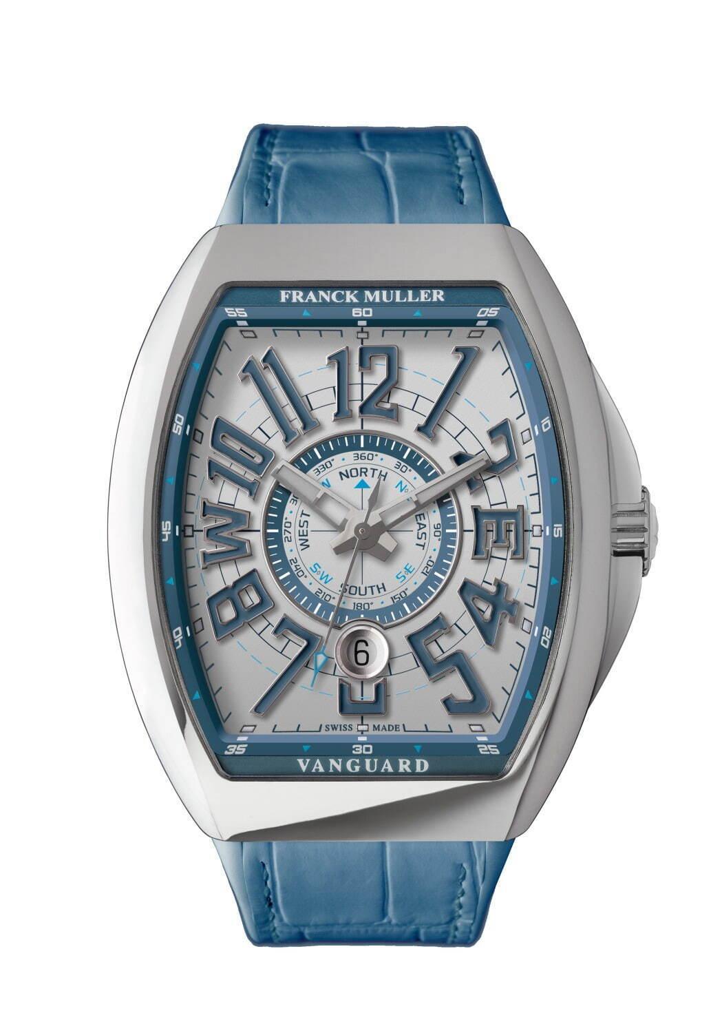 フランク ミュラーの腕時計「ヴァンガード」新作“マリンテイスト”の淡いブルーカラー コピー