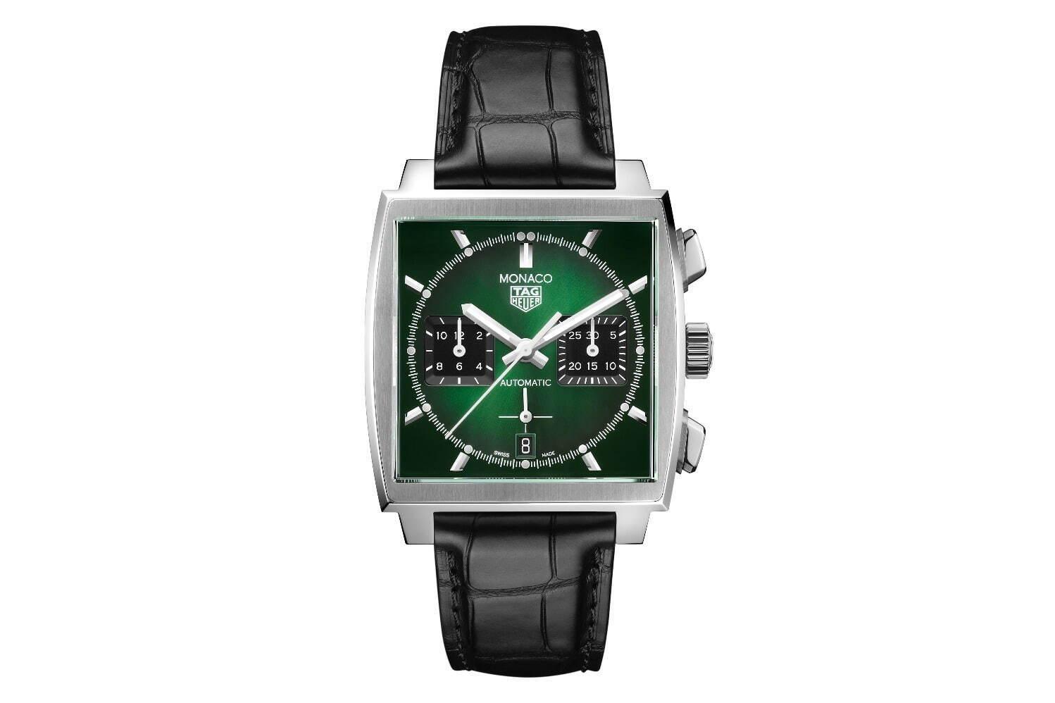 タグ・ホイヤーの腕時計「モナコ」グリーンのグラデーションで彩った文字盤の限定モデル 