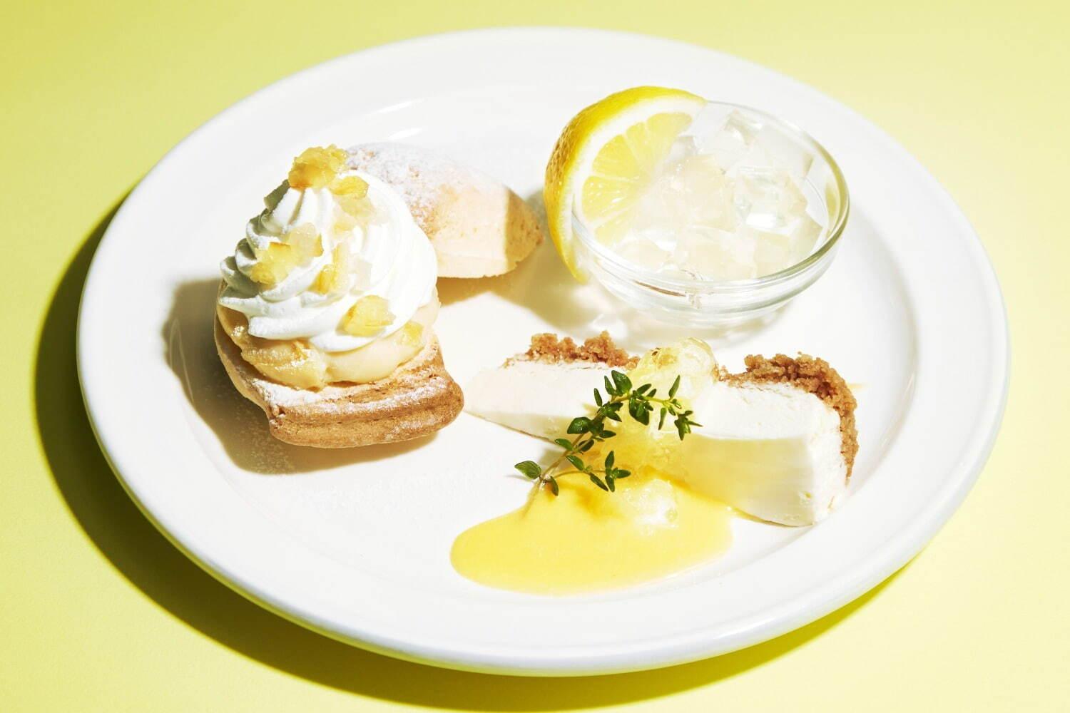 J.S. パンケーキカフェ“フルーツゴロゴロ”アイスケーキのせ夏限定レモンパンケーキ コピー