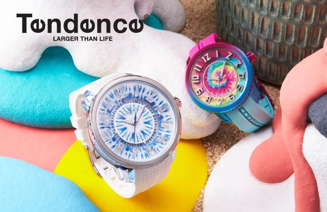 テンデンス“タイダイ柄”の腕時計、インデックスが光る「フラッシュ」にホワイト＆ブルーモデル コピー