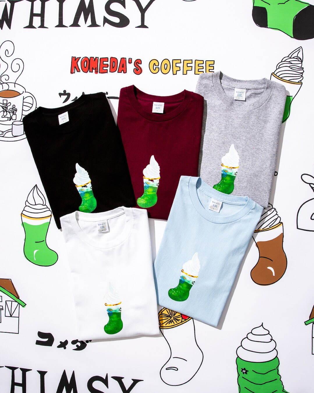 ビームス T×コメダ珈琲店×ウィムジー ソックス、シロノワール＆クリームソーダグラス柄Tシャツなど コピー