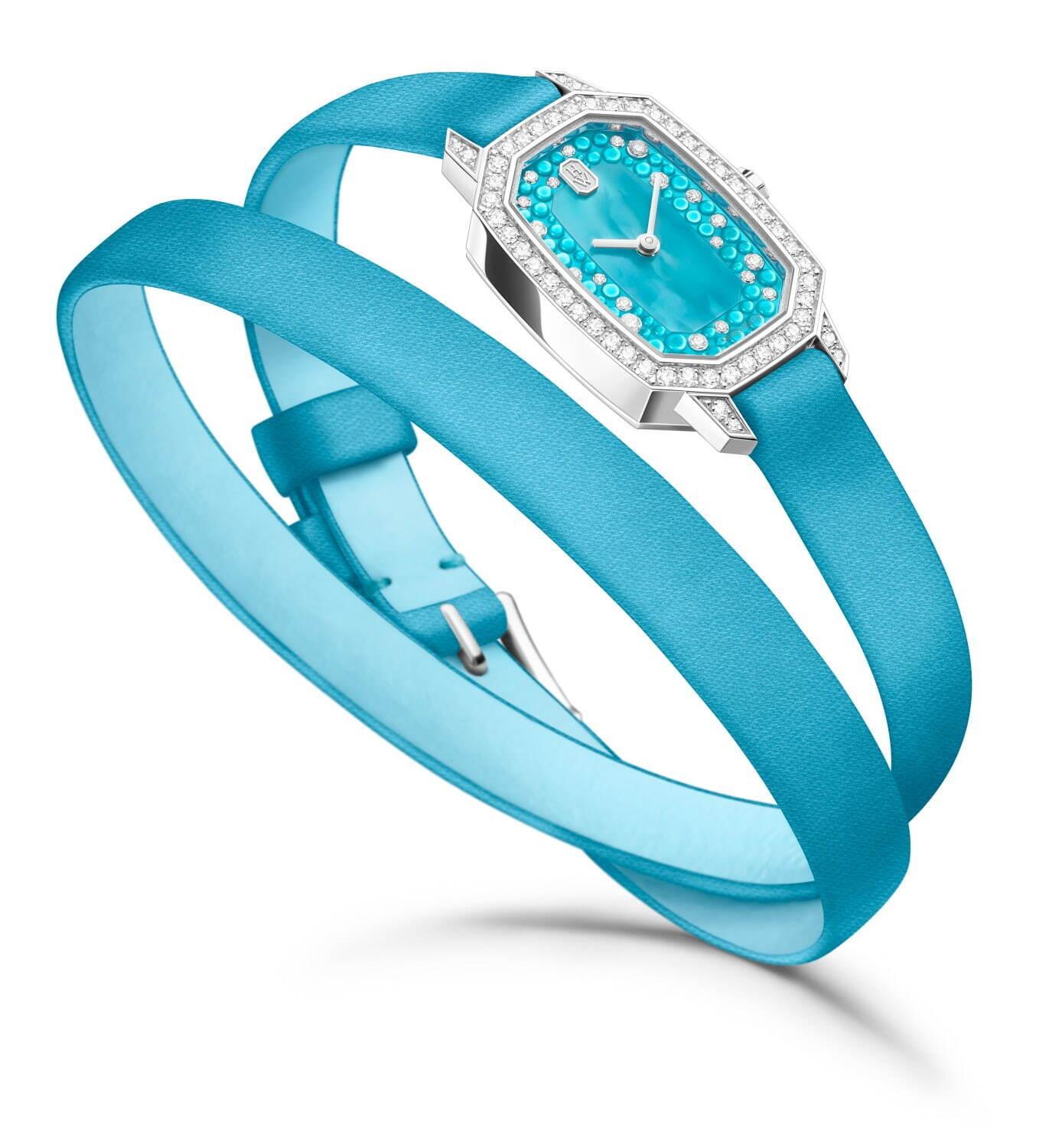 ハリー・ウィンストン、ダイヤモンドの“エメラルドカット”から着想した腕時計にヴィヴィッドな新色 コピー