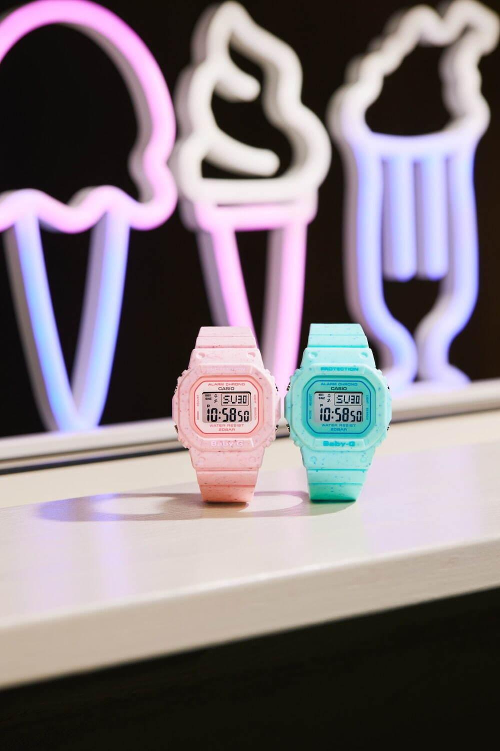 BABY-G“アイスクリーム”着想の腕時計、質感までチョコミントのつぶつぶケース コピー